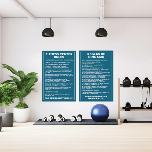 Fitness Center Rules Sign Dark Teal - 20" x 30"