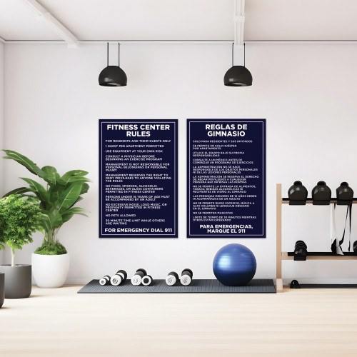Fitness Center Rules Sign Navy - 20" x 30"
