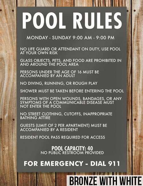 Pool Rules Sign