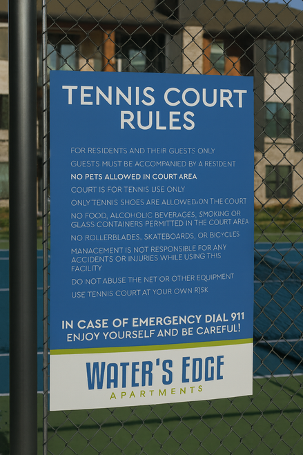 Tennis Court Rules Sign