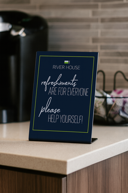 Refreshment 4" x 6"  Engraved Pedestal Sign- Plastic Refreshment 4" x 6"  Engraved Pedestal Sign- Plastic