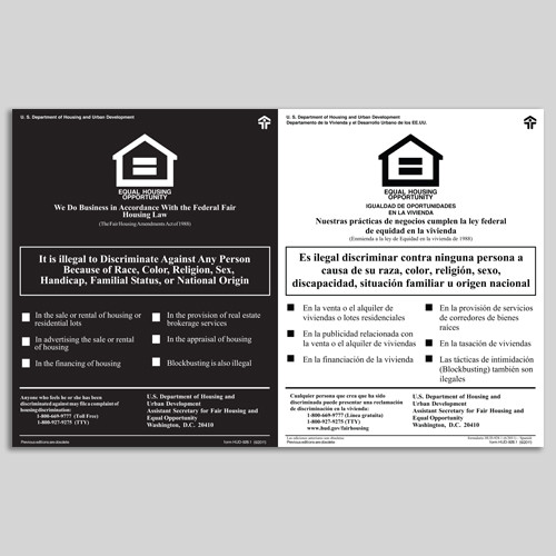 HUD Fair Housing PVC Sign - 14" x 22" HUD Fair Housing PVC Sign - 14" x 22"