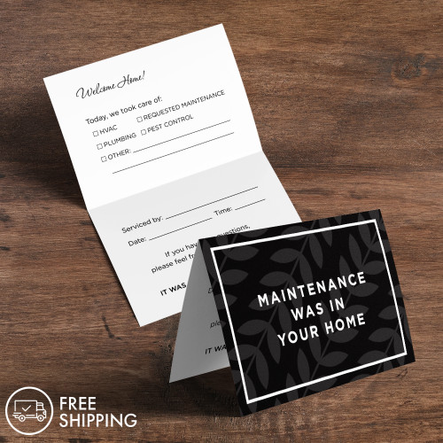 Maintenance Tent Card Maintenance Tent Card