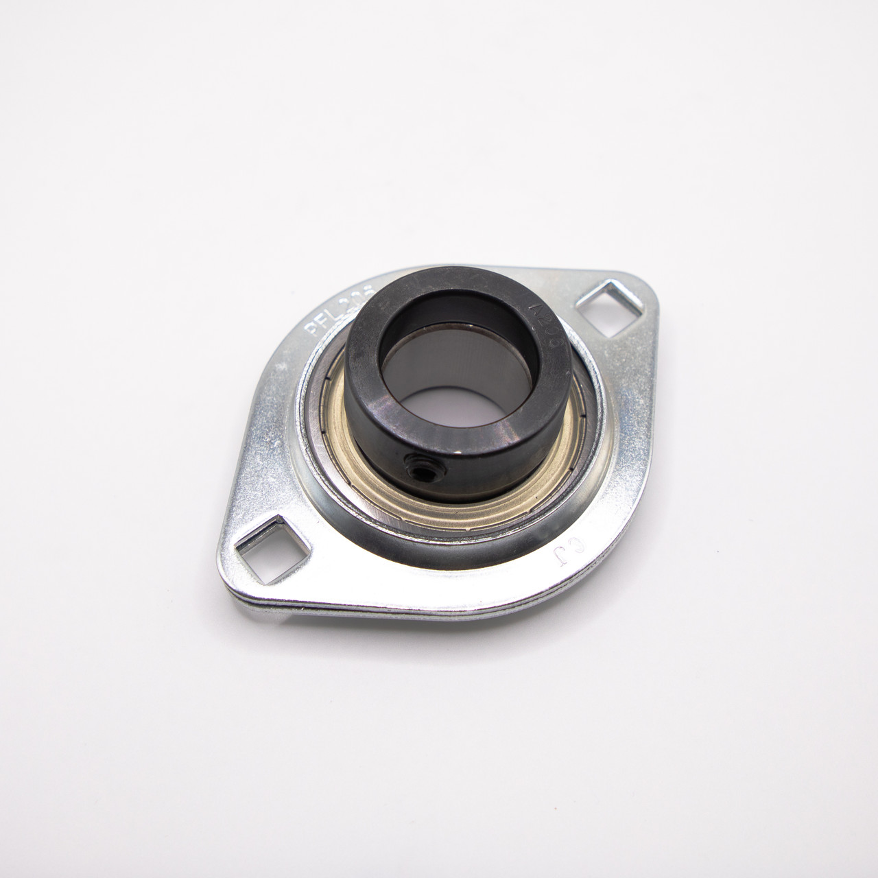 SAPFL201 Pressed Steel Two Bolt Flange Locking Collar Mounted Bearing 12mm Bore Back View