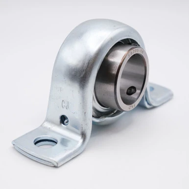 SBPP207-22 Press Steel Set Screw Pillow Block Bearing Angled View