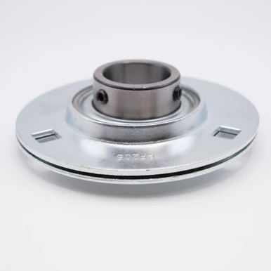 SBPF202 Press Steel 3 Bolt Flange Set Screw Bearing Shaft Size 15mm Side View