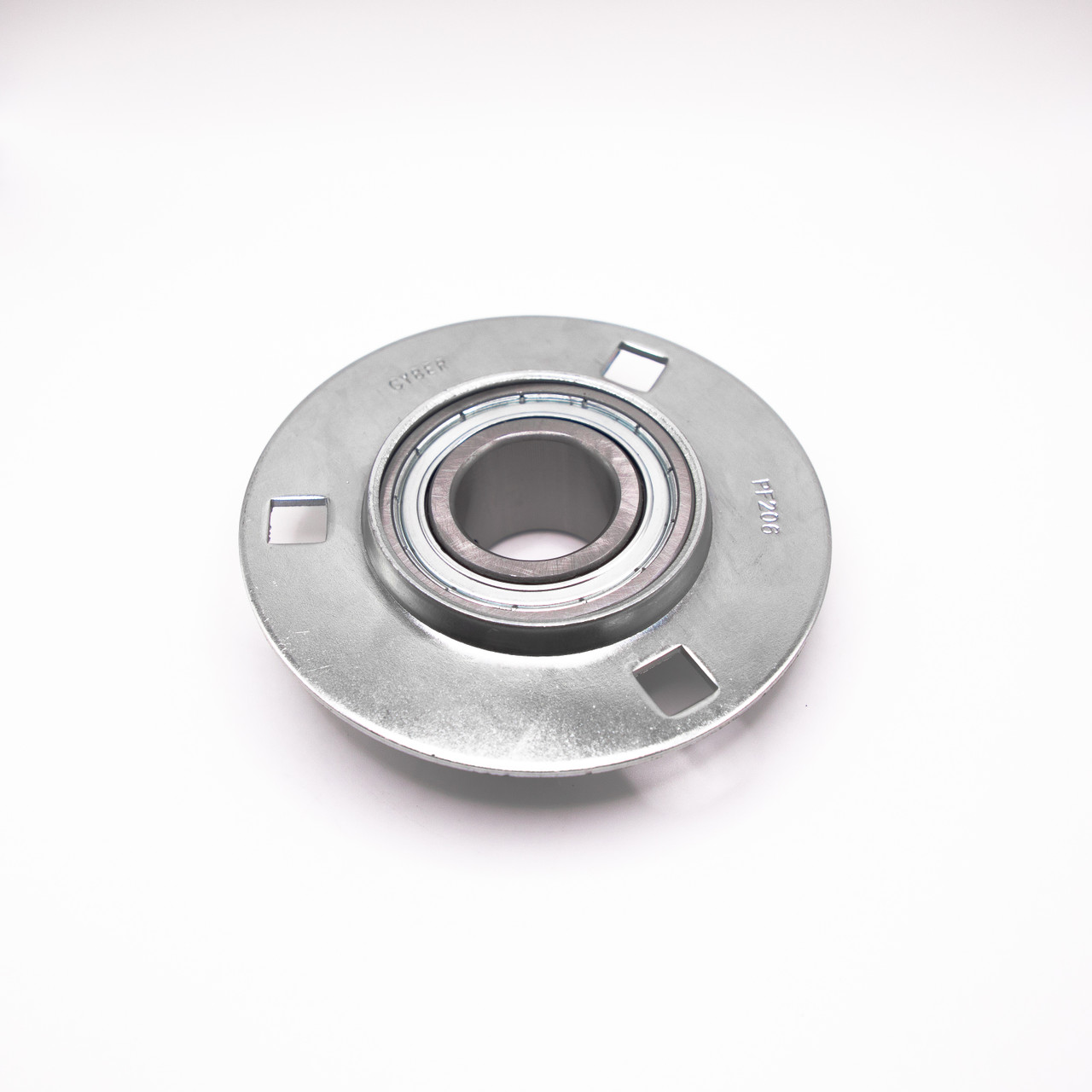 SBPF203 Pressed Steel Three Bolt Flange Set Screw Bearing 17x81x22 Front View