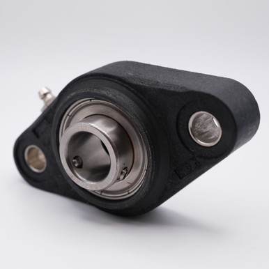 WP-SSBFL208+CC Waterproof Thermoplastic 2-Bolt Oval Flange Block 40mm Bore Flat Right Angled View