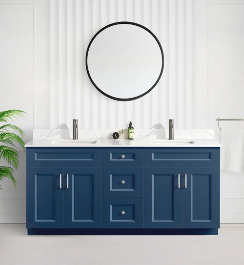 Tesoro 72" Double Sink Shaker Bathroom Vanity With Quartz Countertop (Solid Wood) Tesoro 72" Double Sink Shaker Bathroom Vanity With Quartz Countertop (Solid Wood)