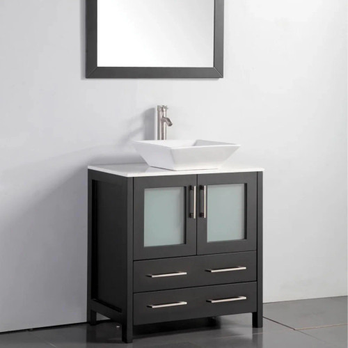 Vanity Art - Bristol 36" Single Vessel Sink Bathroom Vanity Set with Sink and Mirror Vanity Art - Bristol 36" Single Vessel Sink Bathroom Vanity Set with Sink and Mirror