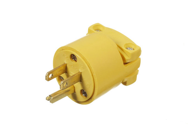 Plug 15A/125V w/Clamp - Yellow
