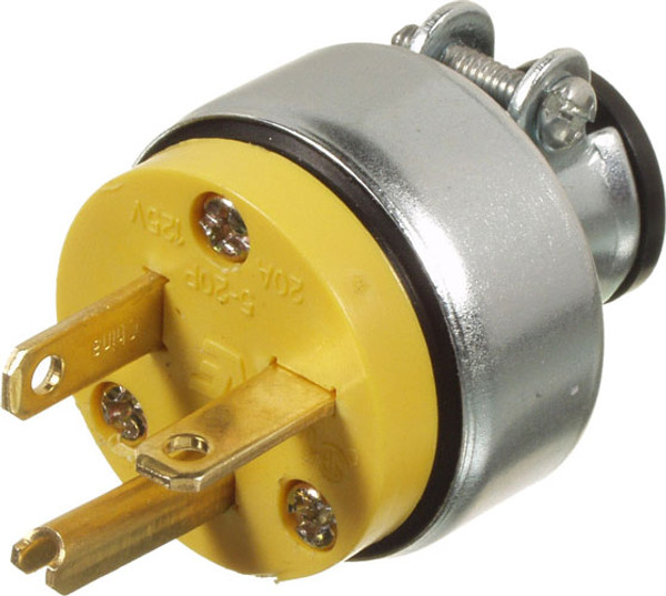 Plug 20A/125V w/Clamp - Yellow
