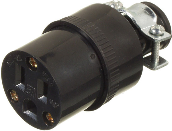Connector 15A/125V w/Clamp - Black