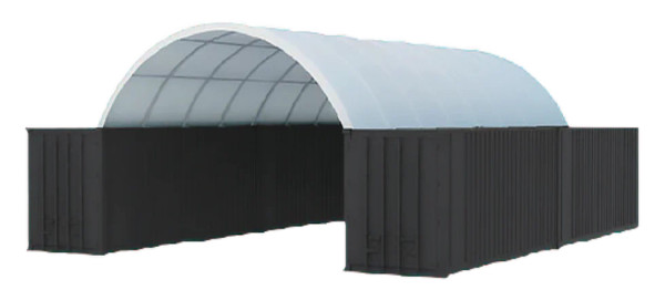 Gold Mountain Single Truss Shipping Container Canopy Shelter 20'x40'x6.5' 1.2m Arch space 300g PE