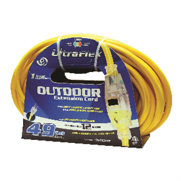 Extension Cord SJTW 12/3 100ft 1-Outlet Lighted