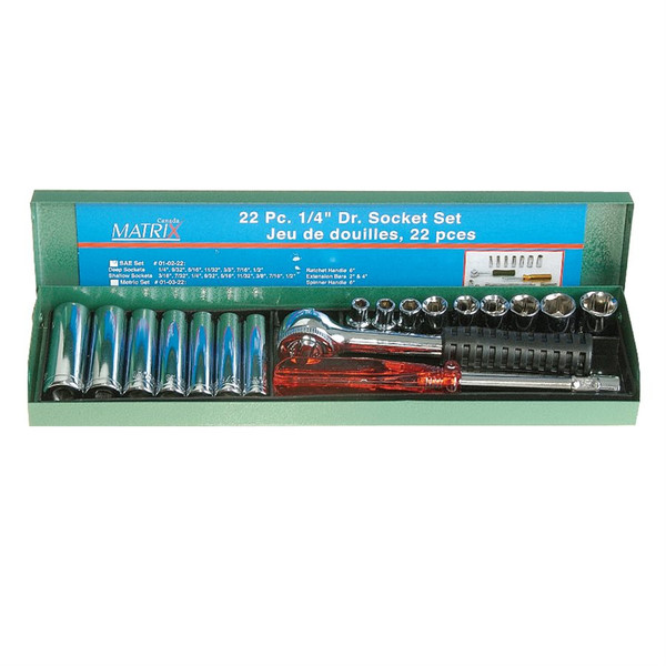 Socket Set 22pc ¼in Dr. Metric