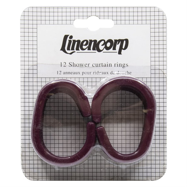 Shower Curtain Rings Burgandy 12Pk