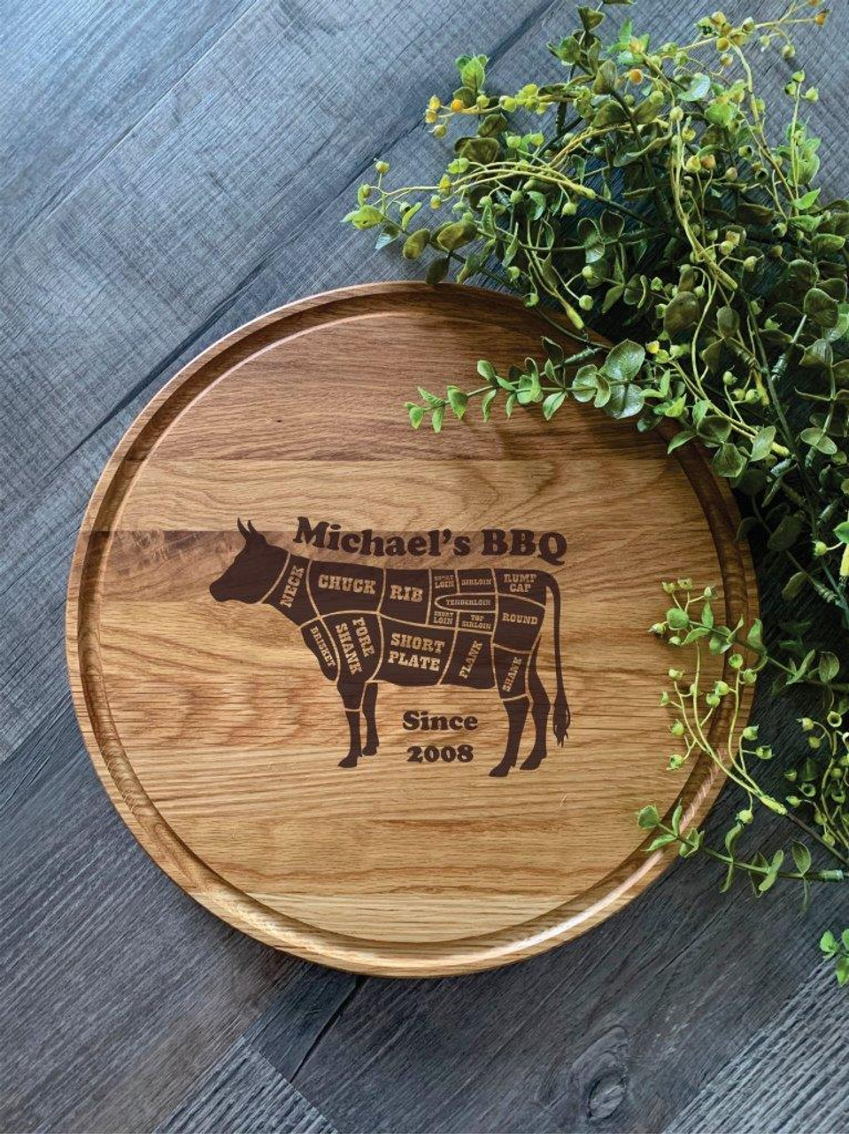 Engraved Corner Design Beef Butcher Chart Cutting Board