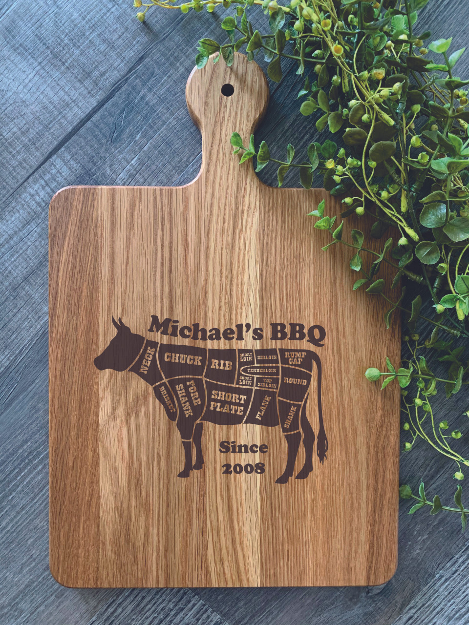 Cuts Of Beef Meat Steak Cow Butchers Rectangular Wooden Chopping Board BBQ  Dad