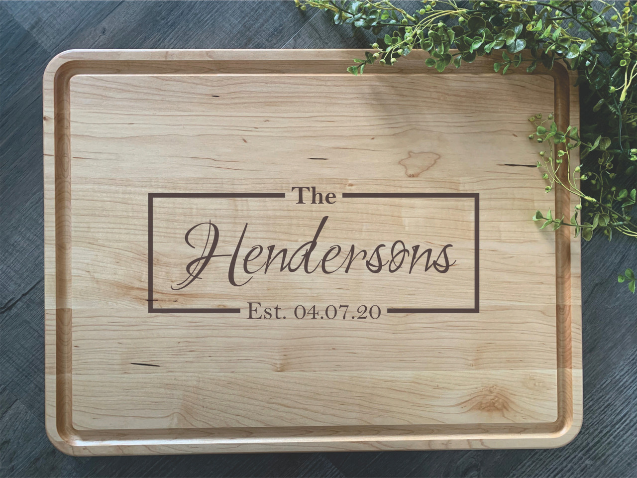 Cutting Board Decor with Last Name and Established Date