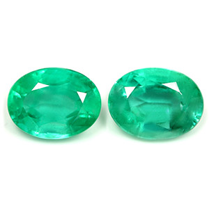 Oval 2.71tw Green Emerald Pair - #889181