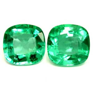 Cushion 1.94tw Green Emerald Pair - #889877