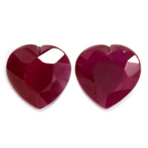Heart 1.22tw Red Ruby Pair - #921724