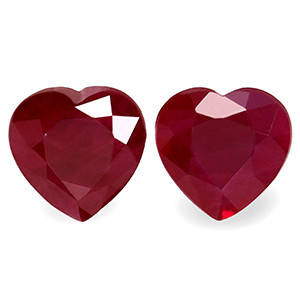 Heart 0.95tw Red Ruby Pair - #921677