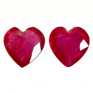 Heart 1.22tw Red Ruby Pair - #921895