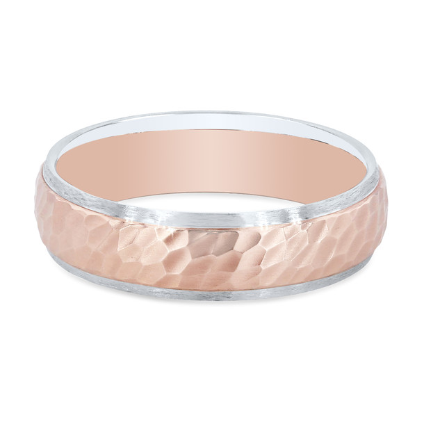 Two Tone Hammered 6mm Wedding Band