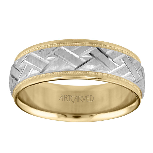 Geometric Milgrain 7mm Wedding Band