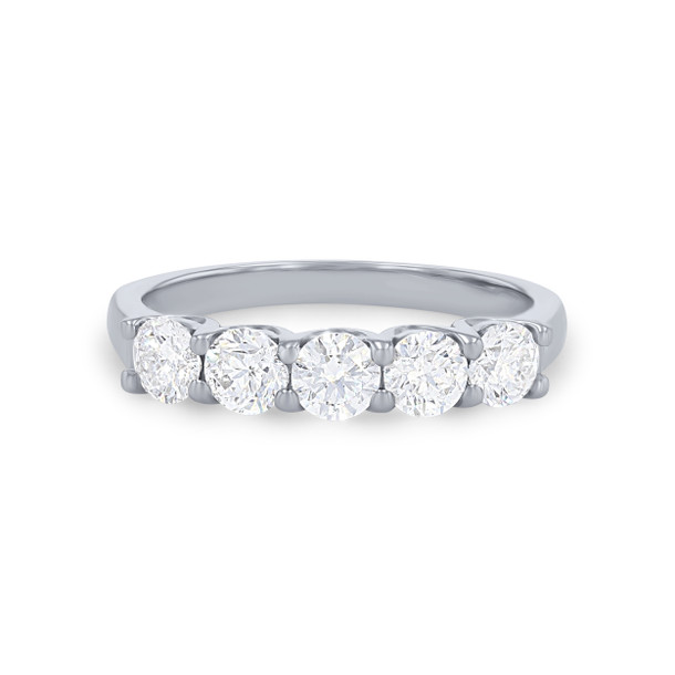 Lattice Five Stone Diamond Wedding Band