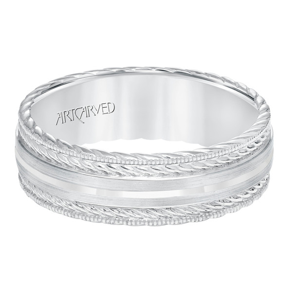 Carved Rope Milgrain 7mm Wedding Band