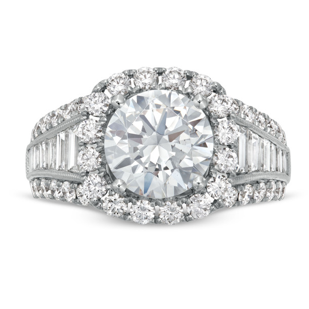 Simon G. Graduated Diamond Three Row Halo Engagement Setting