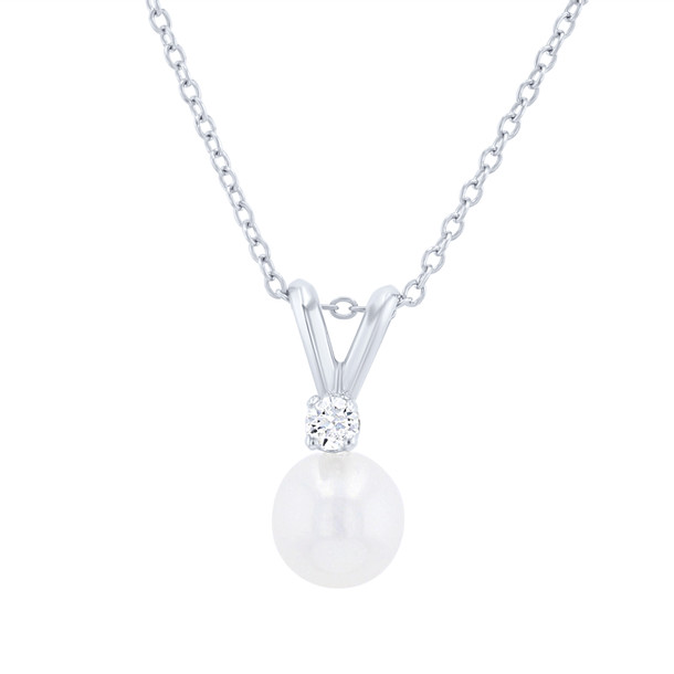 Akoya Pearl and Diamond Pendant