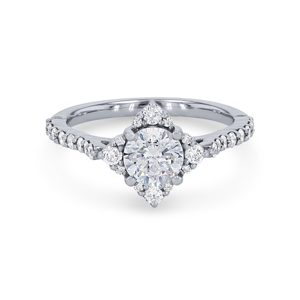 Round Kite Halo Engagement Setting