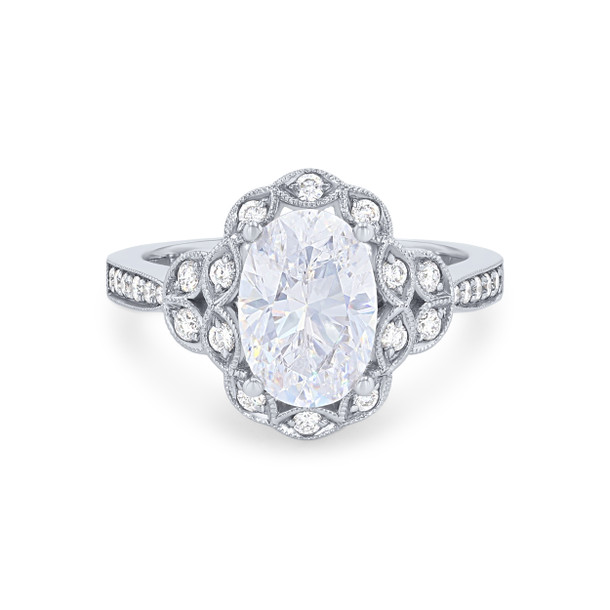 Sylvie Floral Scallop Halo Diamond Engagement Setting