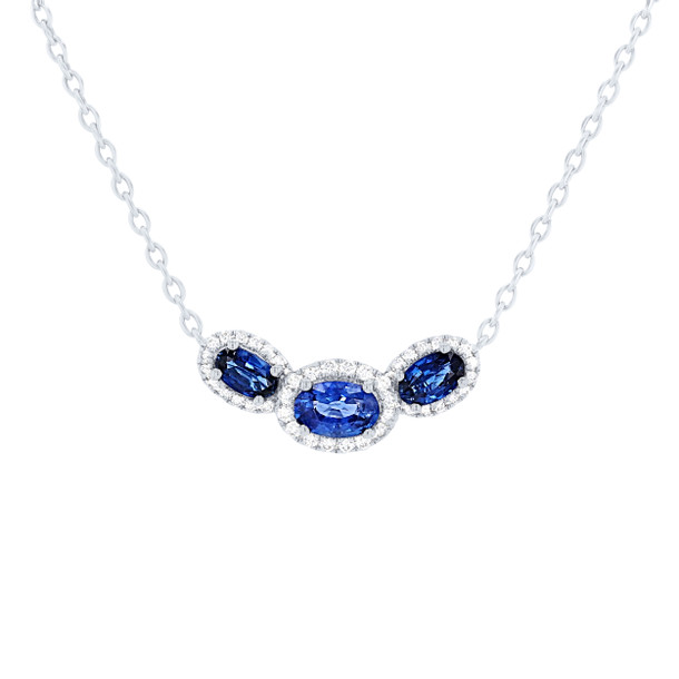 Three-Stone Sapphire and Diamond Pendant