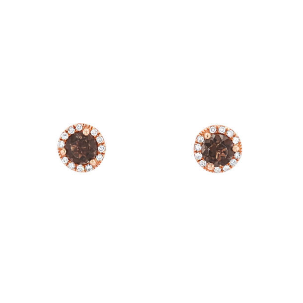 Smoky Topaz and Diamond Halo Studs-Disabled-228965