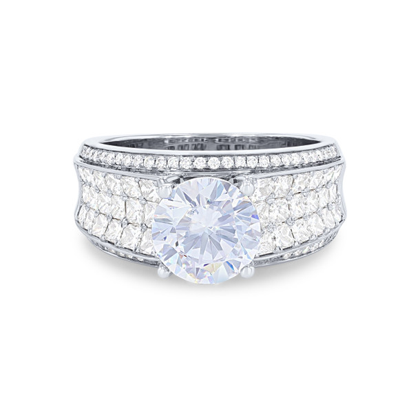 Simon G. Princess and Round Diamond Five Row Engagement Setting