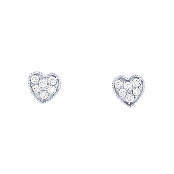 Diamond Cluster Heart Stud Earrings
