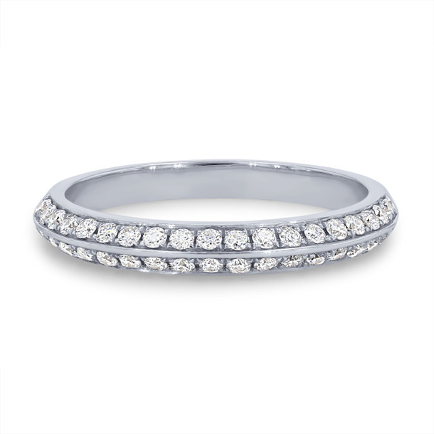 Two Row Knife Edge Diamond Wedding Band