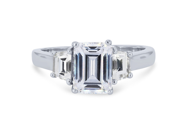 Three Stone Trapezoid Diamond Engagement Setting