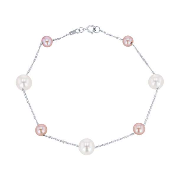 Multicolor Pearl Tin Cup Bracelet