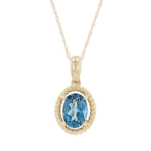 London Blue Topaz Pendant with Rope Halo