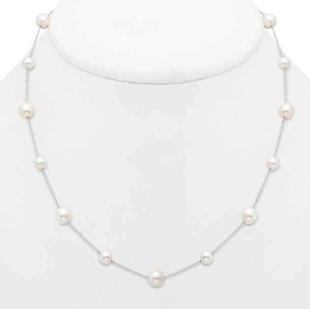 Alternating Freshwater Pearl Tin Cup Necklace