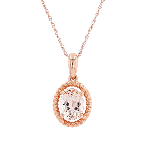 Morganite Pendant with Rope Halo