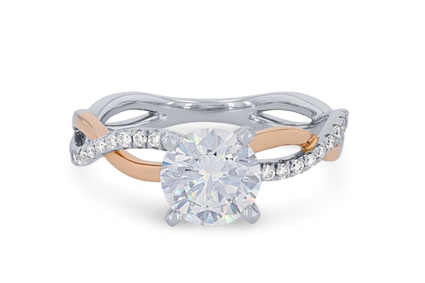 Two Tone Twist Half Diamond Engagement Setting