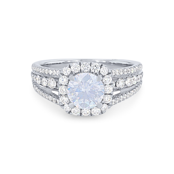 A. Jaffe Three Row Halo Euro Fit Engagement Setting