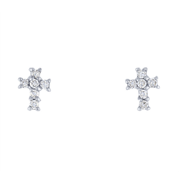 Petite Diamond Cross Stud Earrings